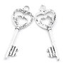 Charms Ciondolo Pendente Chiave Cuore Argento Antico 5cm x 1.8cm  supersconti x oggi