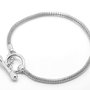 Base Bracciale  Chiusura A T  Argento scuro  adatto a  Perle Foro Largo 22cm 