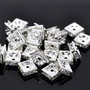  Distanziatori Perle Quadrate con Strass Argentato 8x8mm