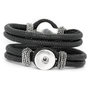 Bracciale in Ecopelle Nero 21cm  adatto a Bottoni Pulsanti clip