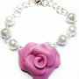 Bracciale con Rosa in Fimo/Cernit 