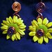 Copper earrings with small sunflower 