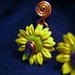 Copper earrings with small sunflower 