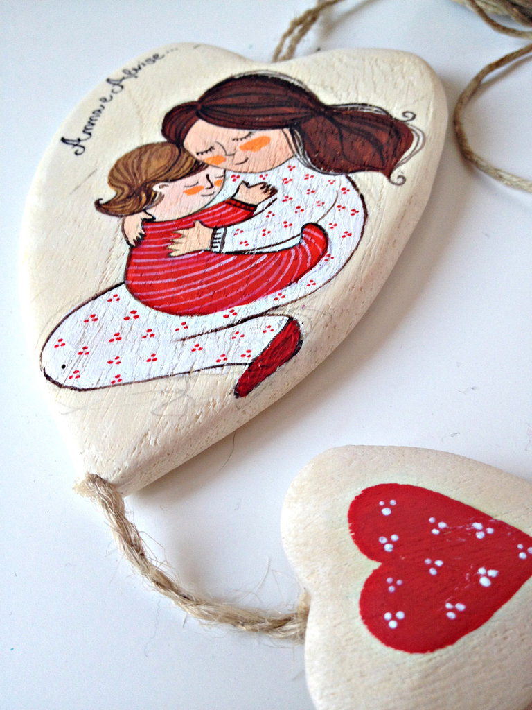 Targa A Forma Di Cuore In Legno Fatta A Mano, Regalo Per Ricordare La Mamma Che Ama~p145144786 - Foto 7