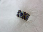Anello a fascia in tessitura “peyote” con perline in vetro Miyuki - cod. E11