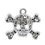 N. 2 Charm Ciondoli Teschio con Strass Tono Argento 20x18mm