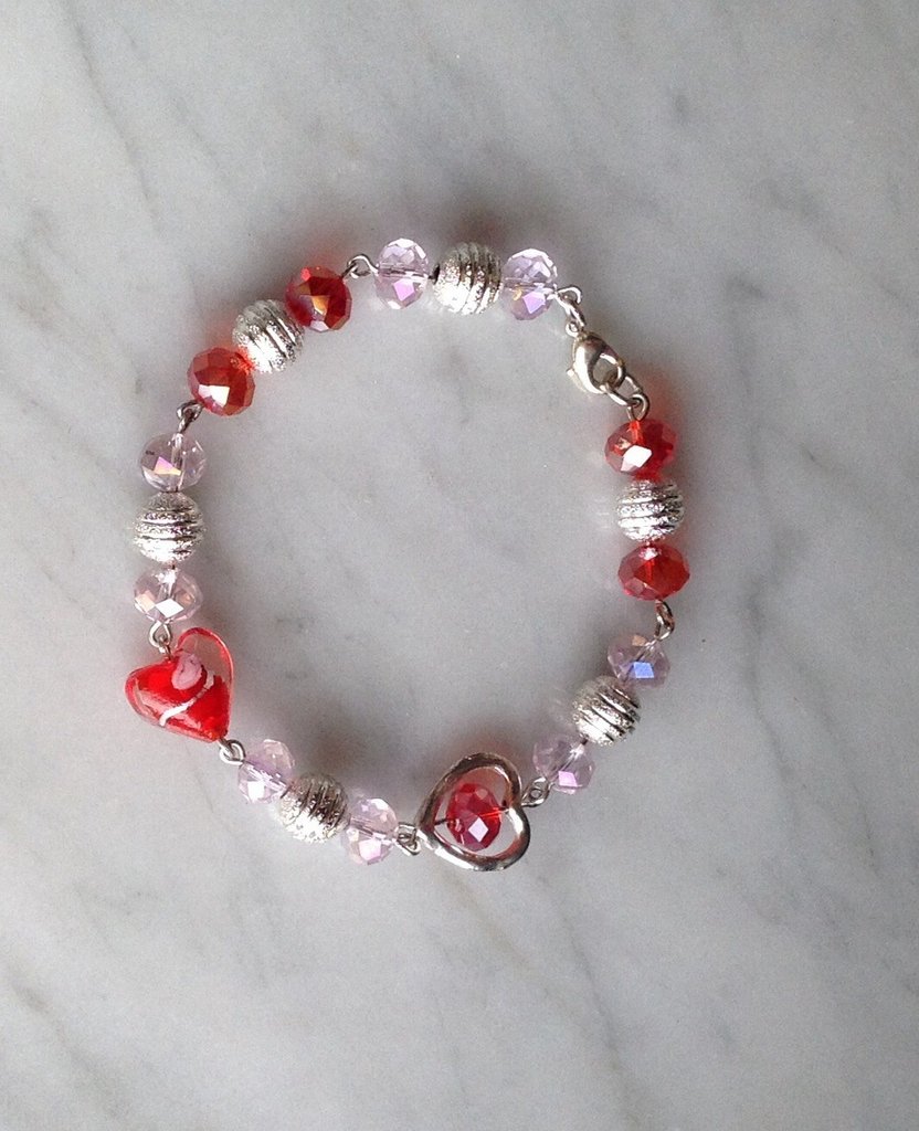 Bracciale Philip Jones In Cristallo Rosso Con Zircondia, Design Contemporaneo - 3