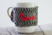 copri tazza - mug fatto a maglia con cuore - speciale San Valentino... BatuffoloHandmade