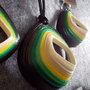 orecchini e collana rombo rilievo sfumature verdi