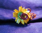 Copper ring with a small sunflower
