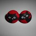 Orecchini a bottoncino in stoffa - Gattini neri - Stud Earrings - Button Earrings