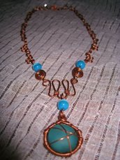 Copper necklace with Sky-blu stone 