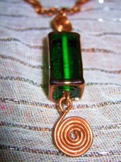 Copper necklace with Murano’s Glass cube