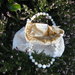 borsa panna e oro con perle da cerimonia