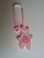 Segnalibro di panno coniglietto rosa