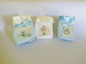 Set di 50 sacchetti portaconfetti: le bomboniere in cotone e satin con tema piccoli 'gufi'