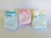 Set di 10 sacchetti per confetti in cotone e satin: le bomboniere per il battesimo, la comunione, la cresima elegante e semplice
