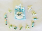 Sacchetti per confetti fatti a mano, per bomboniere a tema 'marino' personalizzabili, originali, uniche