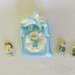 Set di 4 sacchetti portaconfetti in satin con coccarda in tulle e miniatura 'piccoli pirati / marinai': per bomboniere dal sapore di mare