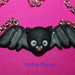 Collana Pipistrello - Nero con brillantini e occhi fosforescenti - pasta modellabile Fimo