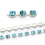 3Mt  Catena Quadrato con Strass Azzurri  2.5mm x 2.3mm in prenotazione