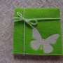 Sottotazza sottobicchiere bomboniera segnaposto feltro verde farfalla