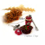Orecchini pendenti miniatura confettura ciliegie frutta rosso cesto ricetta 