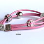 Braccialetto in pelle rosa con charms - Arima