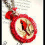 BOTANICAL COLLECTION-RED CARDINAL BIRD CAMMEO NECKLACE-COLLANA CON CAMMEO CARDINALE ROSSO 