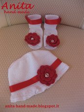 Coordinato sandali neonata e cappellino decorati con Swarovski