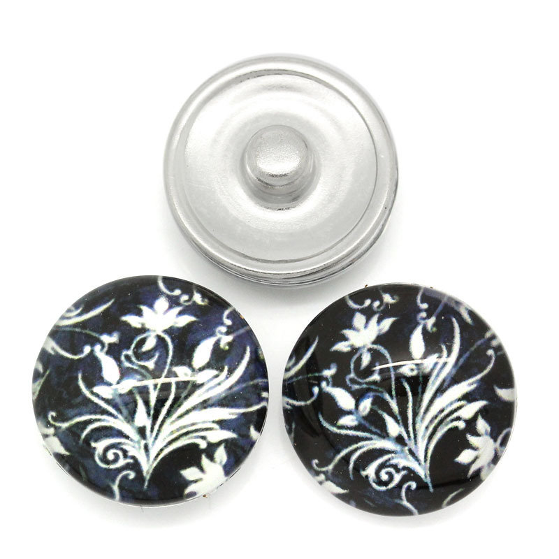 Bottone Pressione Argento 18mm Quiges - Design Angelo E Stelle Placcato Argento