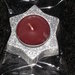 PORTACANDELA "STELLA" - bianca con glliter argento e candelina rosso scuro