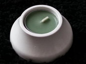 PORTACANDELA "VULCANO" - bianco con candelina verde scuro 