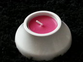 PORTACANDELA "VULCANO" - bianco con candelina rosa scuro