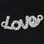 connettori "Love" Intagliato con Strass Argentato 3×1cm