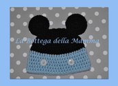 Cappello baby topolino azzurro in caldo cotone handmade tg 0/3 mesi