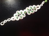 Bracciale bianco con luminosissimi cristalli verde smeraldo