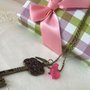 Collana chiave con ali e rosa vintage love amore idea regalo!!