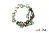 Bracciale braccialetto a catena color verde e rame 