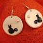 Orecchini luna piena e gattino nero con perlina - monachella