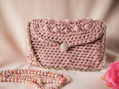 Borsa in fettuccia fatta a mano all'uncnetto, Crochet hand made
