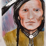 nativo americano acquerello su cartoncino dipinto a mano