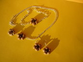 Parure "Fiori di Primavera" - Collana, bracciale, orecchini, spilla e anello... a forma di fiore e di coccinelle... - idea regalo bijoux