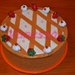 Copri torta rivestito e decorato con pannolenci - Crostata di fragole