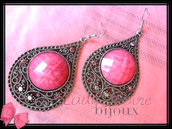 Orecchini pendenti a goccia  rosa color argento con strass (ANALLERGICI)