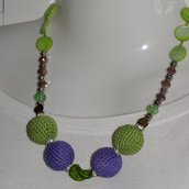 collana cotone viola e verde