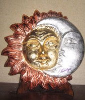 Sole e Luna in foglia oro,argento e rame