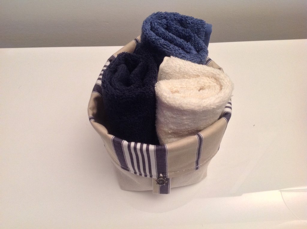 Cestino Con Uncinetto E 4 Lavette In Cotone – Colore Marine, Ideale Per Cucina O Bagno - 6