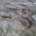 ORECCHINI gemme di quarzo rosa, cristallo e filo di rame lavorato tecnica wire