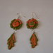 orecchini  fiore arancio-verde